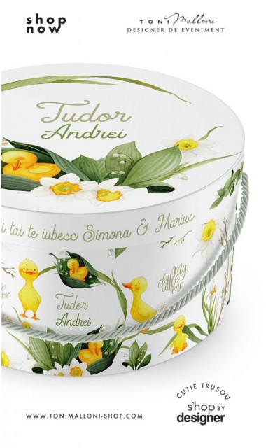 Cutie trusou cu ratusca pe lac si flori de margaritar pentru baiat Mac Mac 1